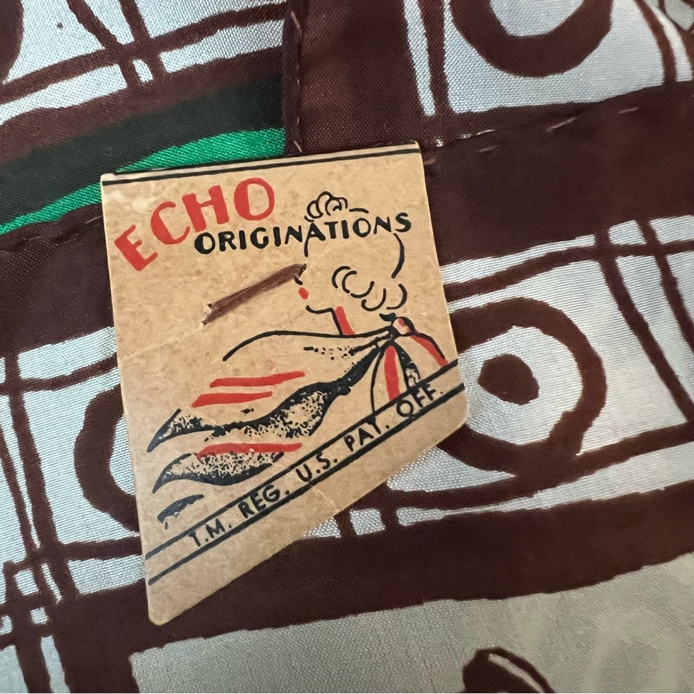 Vintage Echo 100% Silk Deco Americana Scarf - Picture 6 of 7